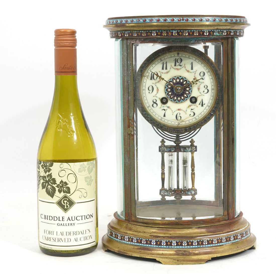 French Champleve Brass Mantle Clock (1 of 8)
