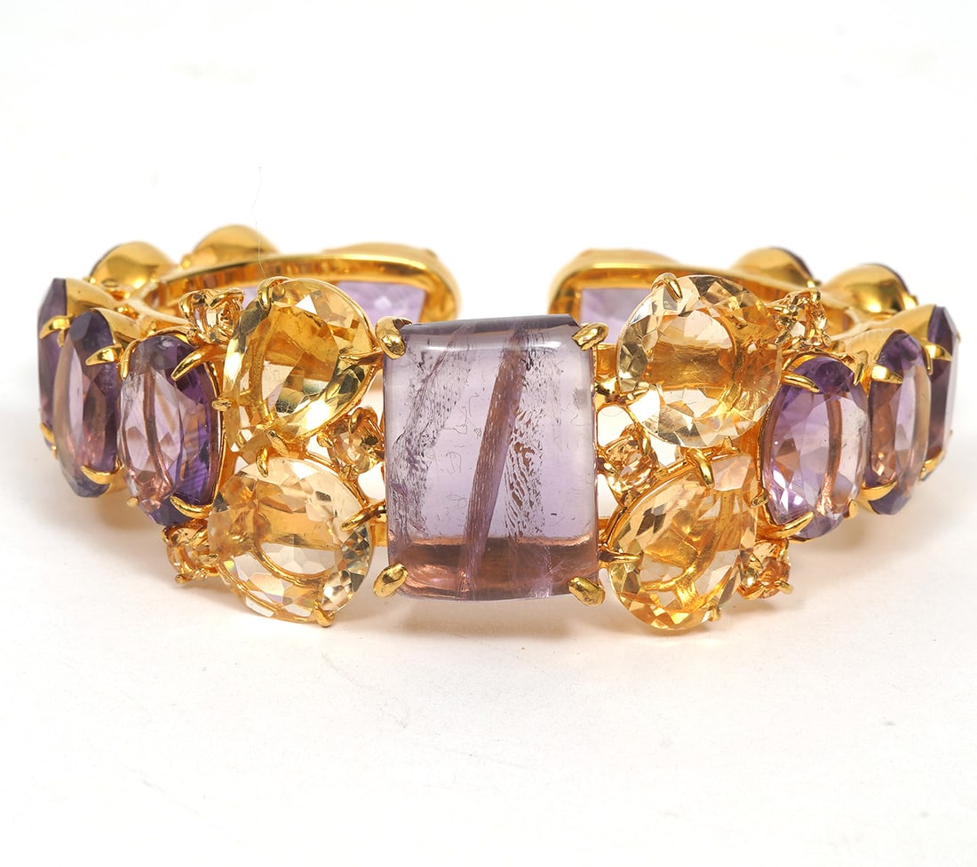 Bounkit "Maya" Goldtone Hinged Cuff Bracelet (1 of 8)