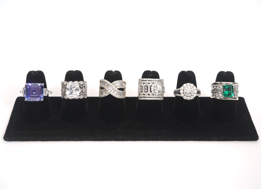9 Sterling Silver Rings with Glass Stones (1 of 20)
