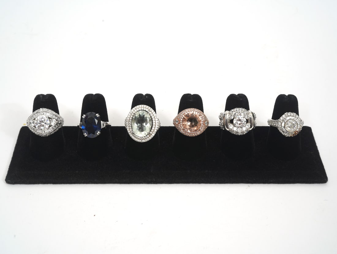 Ten Sterling Silver Rings with Glass Stones (1 of 18)