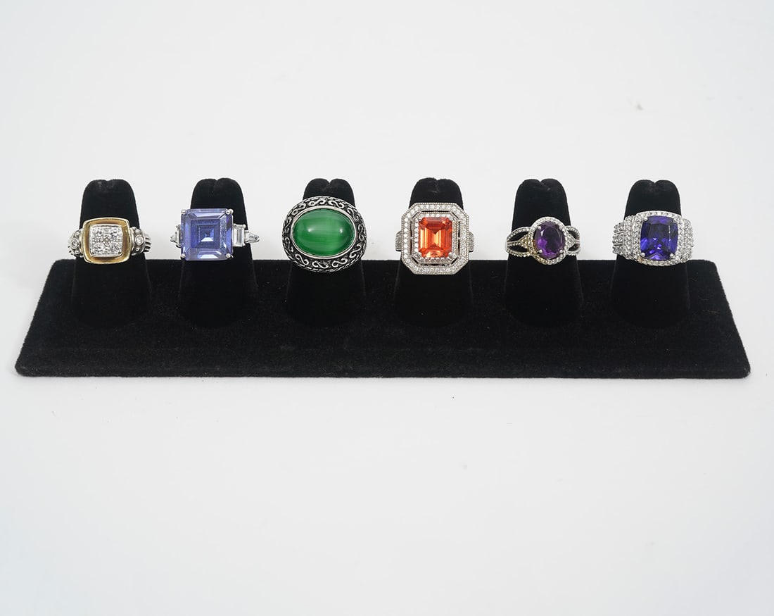 10 Sterling Silver Rings Glass Stones (1 of 18)