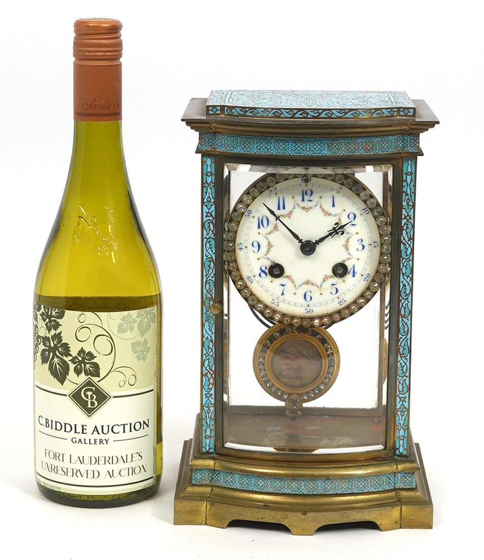 French Champleve Enamel Brass Mantle Clock (1 of 12)