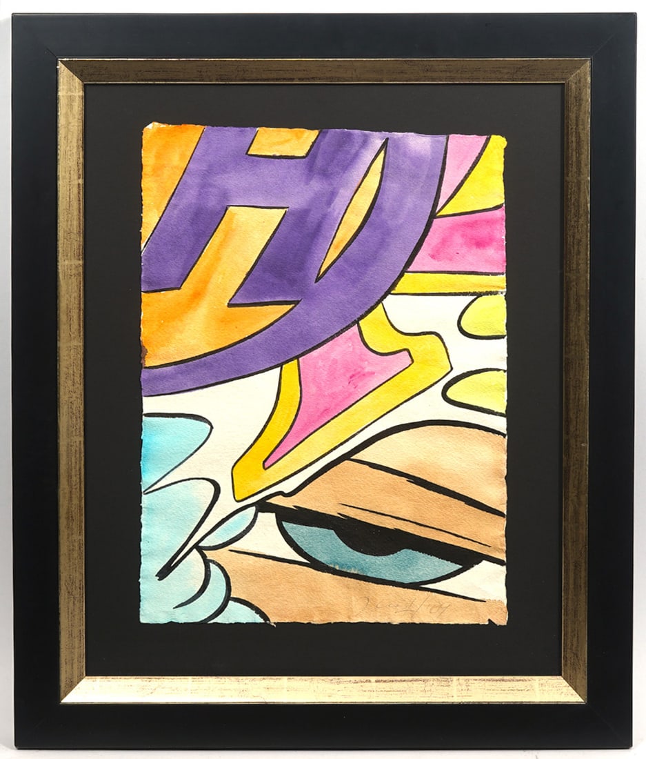 John "Crash" Matos Pop Art Watercolor on Paper: John "Crash" Matos (American, b. 1961), Pop Art watercolor on paper signed lower right. Measurements: Visual Image - 16"H x 12"W, Frame - 24"H x 20"W. Condition report: Good condition, please see all 