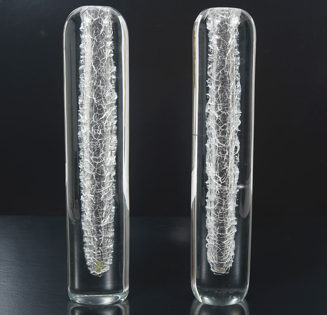 Pair Barbini Italian Crackle Glass Candlesticks (1 of 5)