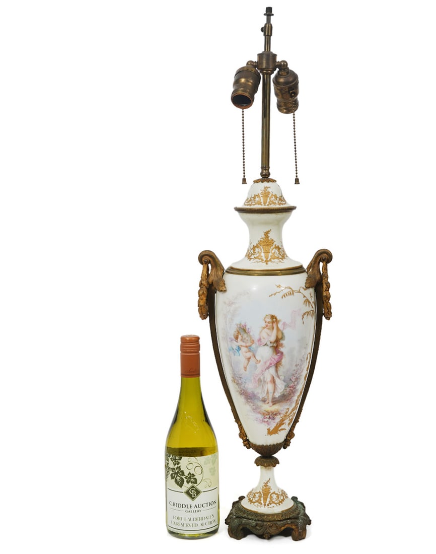 Sevres-Style Bronze Mounted Porcelain Urn/Lamp (1 of 12)