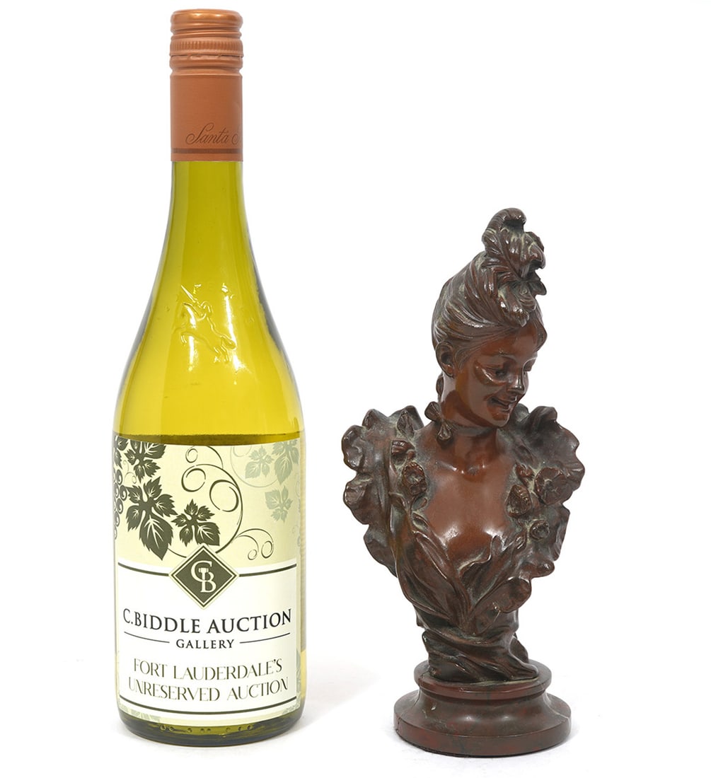 After V. Bruyneel Miniature Bronze Female Bust (1 of 7)