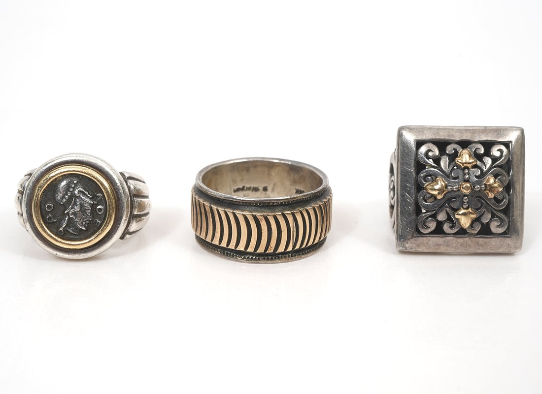 Three Sterling Silver and Gold Rings (1 of 9)