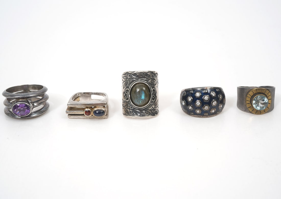 Five Sterling Silver Rings with Stones (1 of 7)