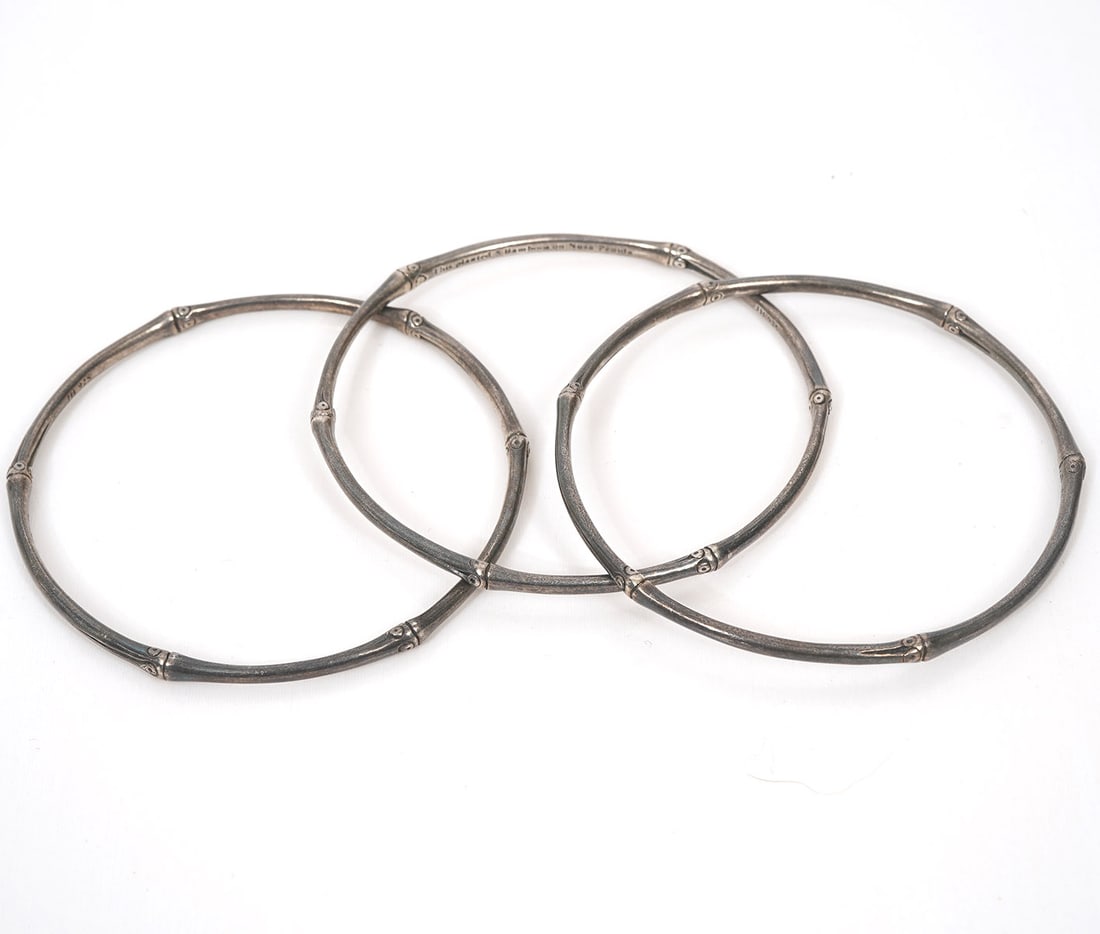 Three John Hardy Sterling Bamboo Bangles (1 of 4)