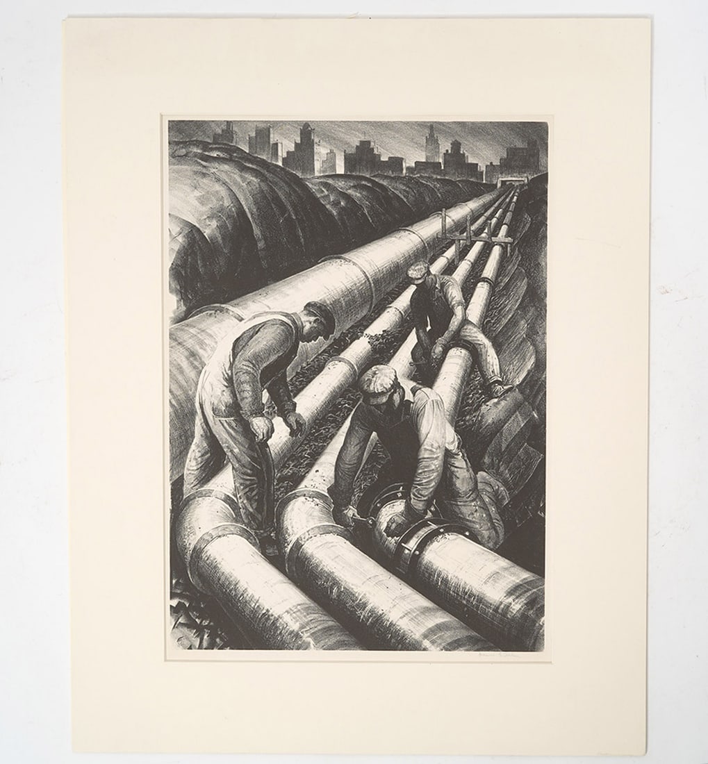 James E. Allen 'Three Pipe Lines' Signed Litho (1 of 9)