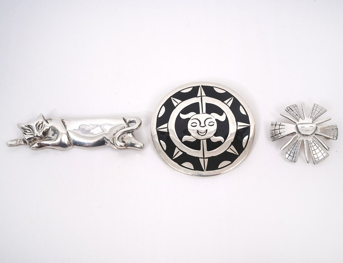 3 Sterling Pins Incl. Tiffany, Peruvian & Mexican (1 of 5)