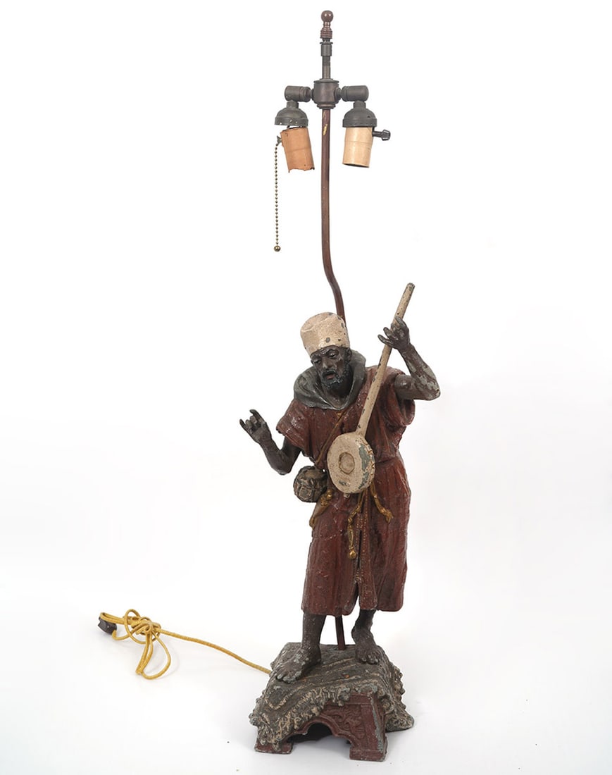 Cold Painted Spelter Figure of Arab Musician Lamp (1 of 12)