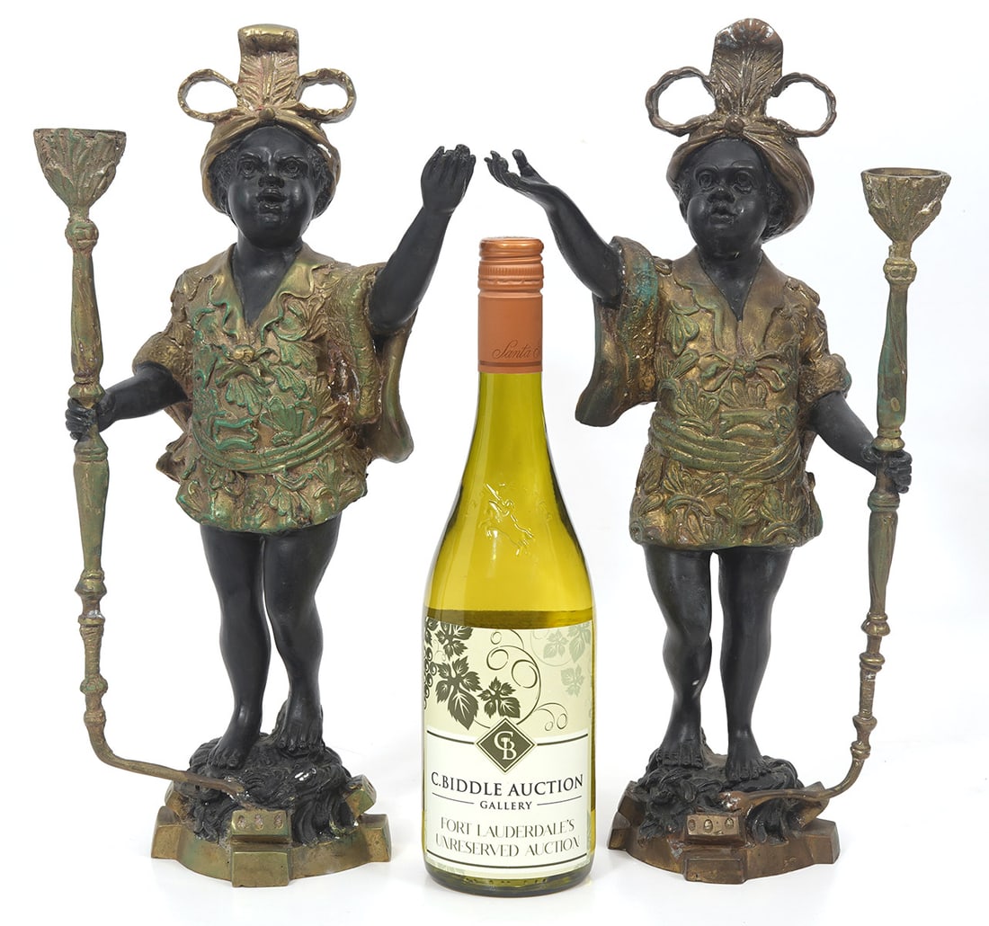 Pair Blackamoor Figural Candlestick Holders (1 of 9)