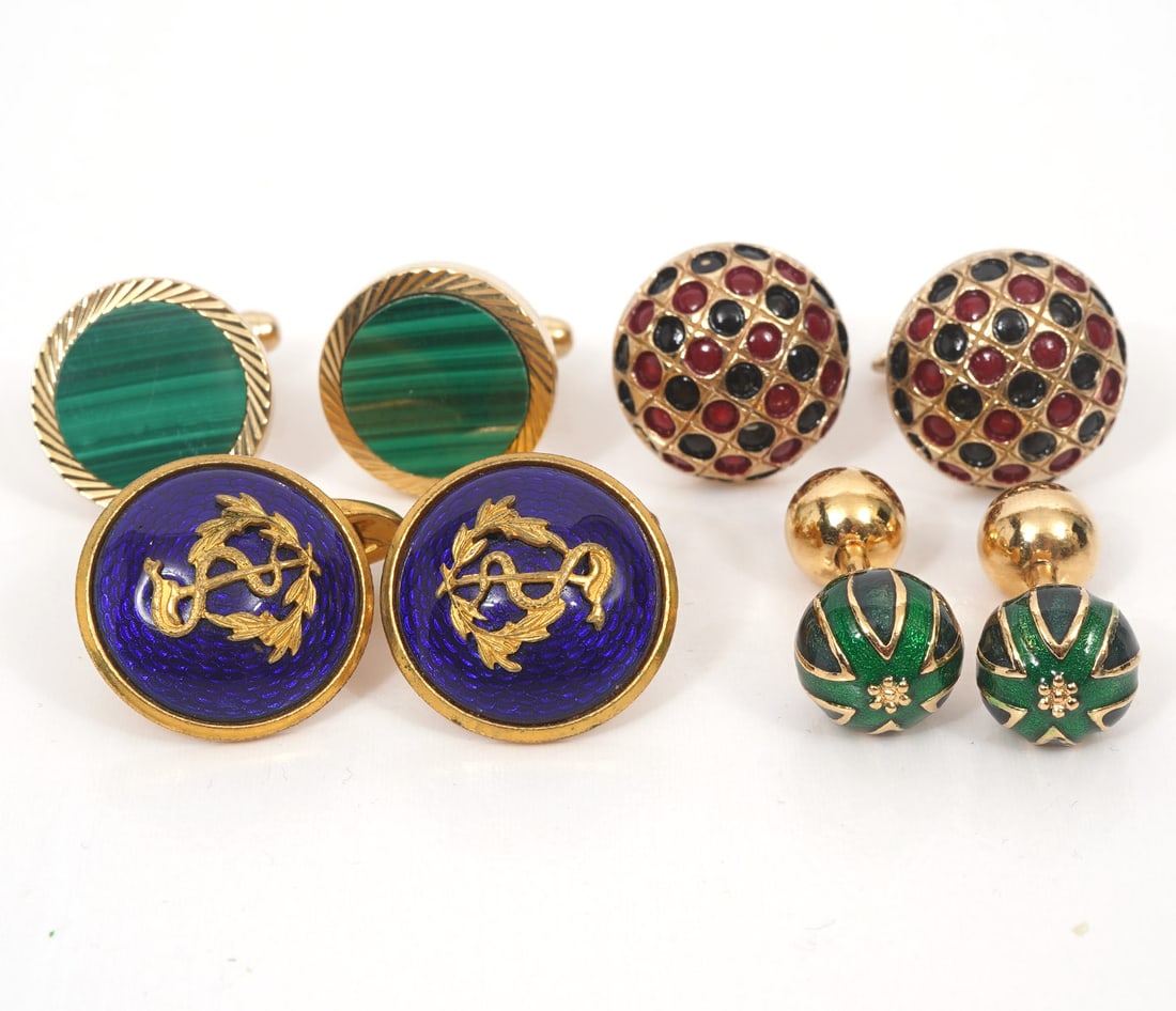 4 Pairs of Enamel & Gold Filled Cufflinks (1 of 8)
