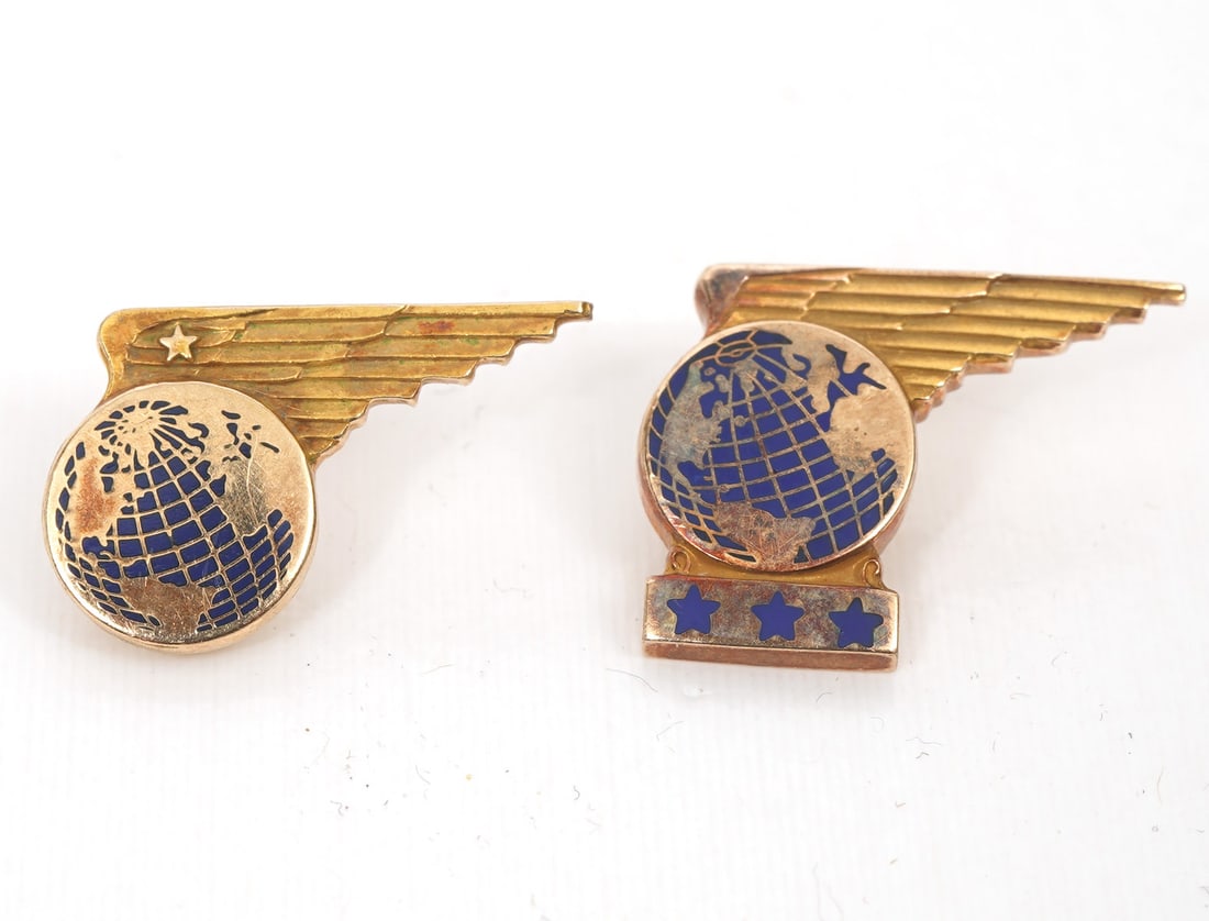 Two 10K Yellow Gold Pan-Am Service Pins (1 of 4)