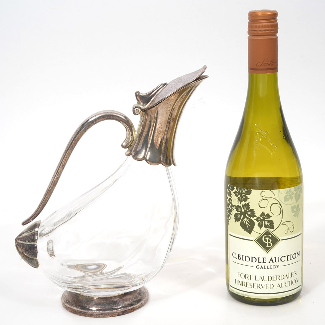 Glass Silver-Plate Mounted Duck Decanter (1 of 6)