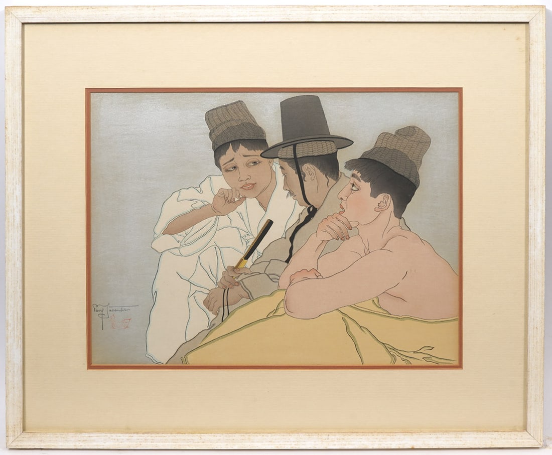 Paul Jacoulet "Trois Coreens" Signed Woodblock (1 of 4)