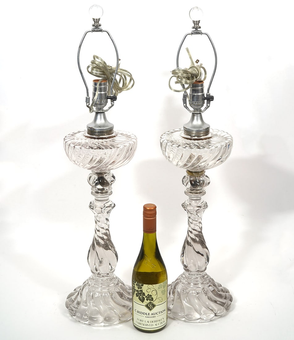 Pr. Baccarat Style Molded Glass Table Lamps (1 of 5)