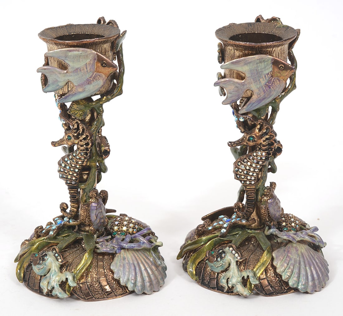 Pair of Jay Strongwater Sea-Life Candlesticks (1 of 9)