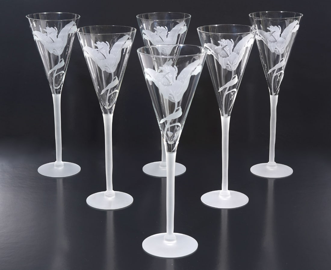 6 Signed & Etched Crystal Toasting Glasses (1 of 8)