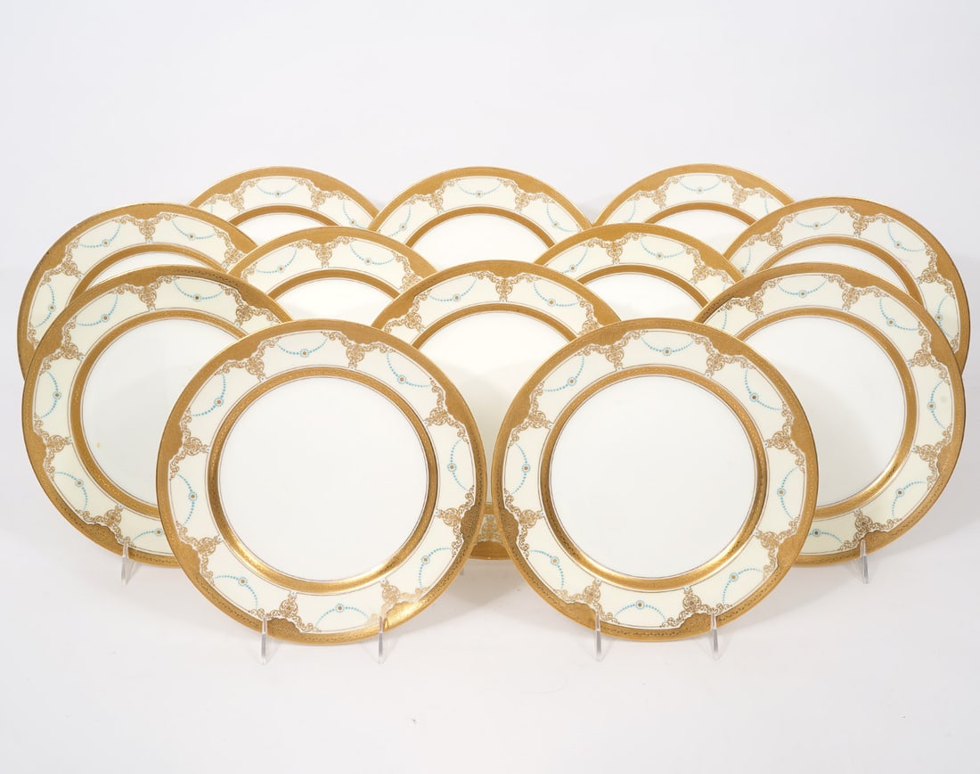 12 Lenox Tiffany & Co Enamel Raised Gilt Plates (1 of 7)