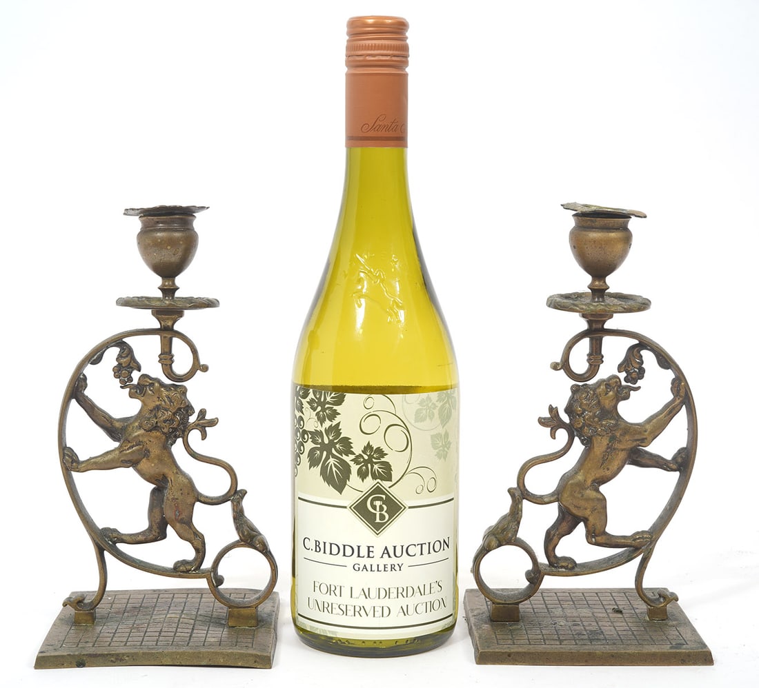 Pr. of 19th Ct. English Brass Candlesticks (1 of 9)