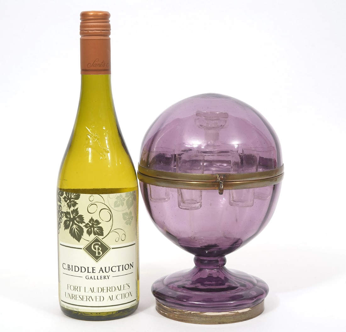 Czech Purple Glass Tantalus Decanter Set (1 of 8)