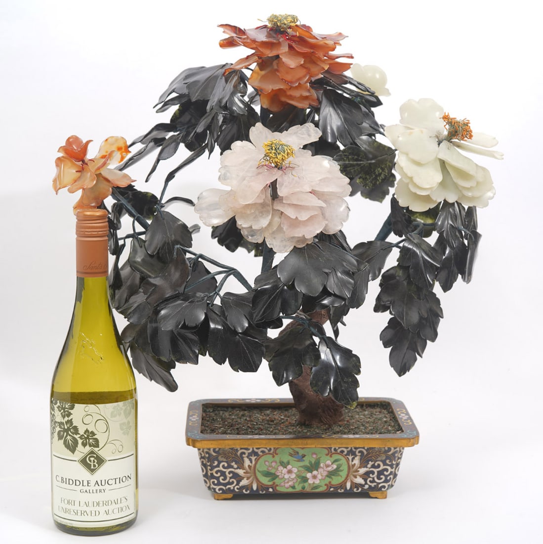 Chinese Hardstone Flower Tree Cloisonne Base (1 of 8)