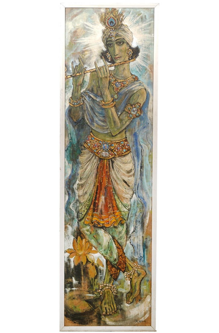 Janet R. Kennedy "Sri Krishna" O/B Signed Painting (1 of 7)