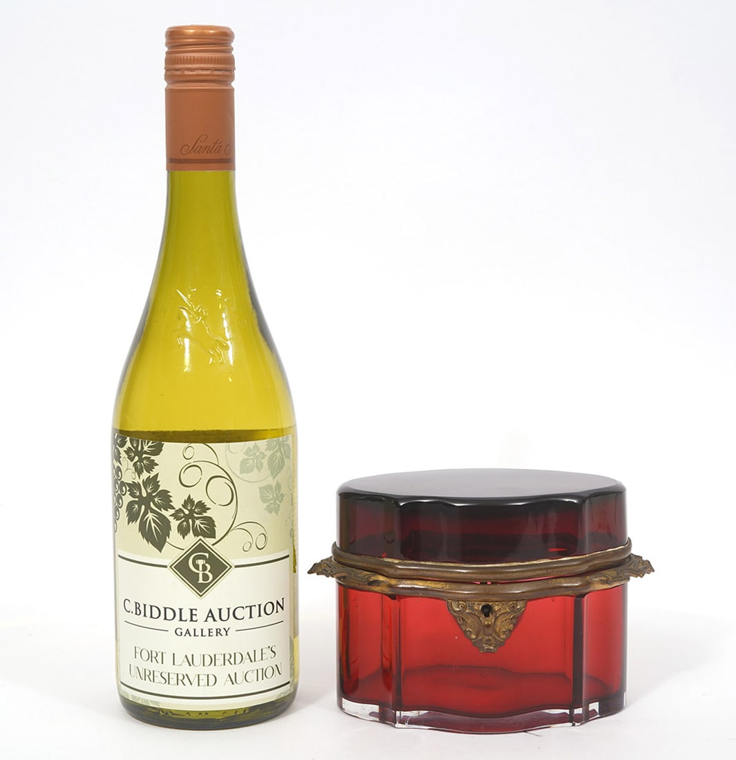 Cranberry Red Glass Bronze Mounted Box (1 of 5)