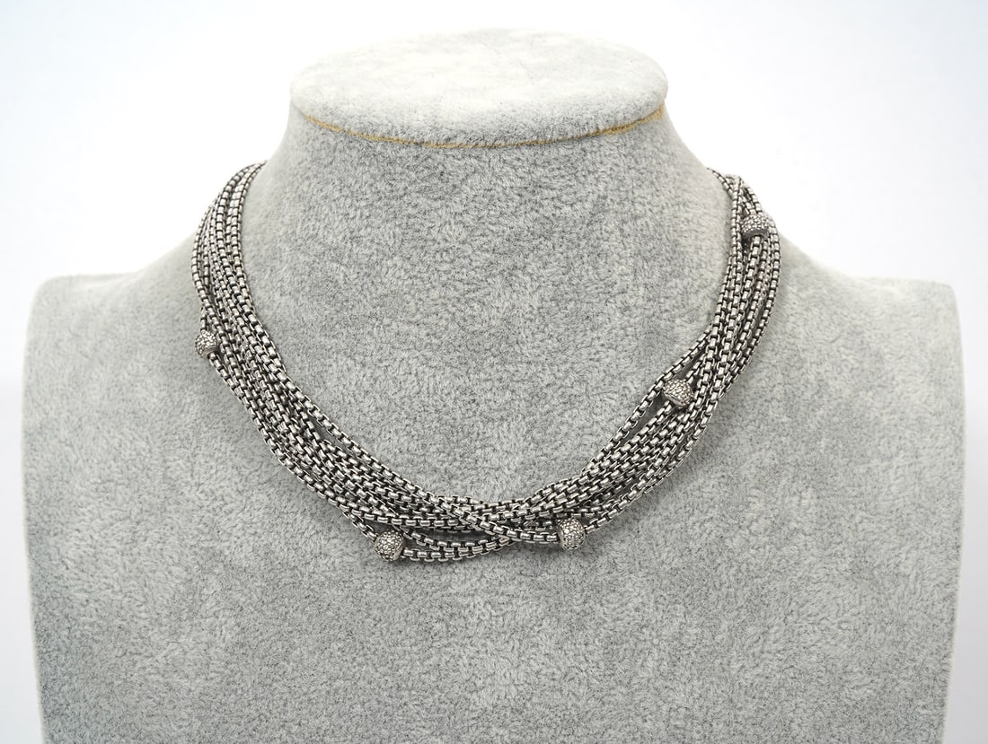David Yurman 18kt Gold, Silver & Diamond Necklace (1 of 4)