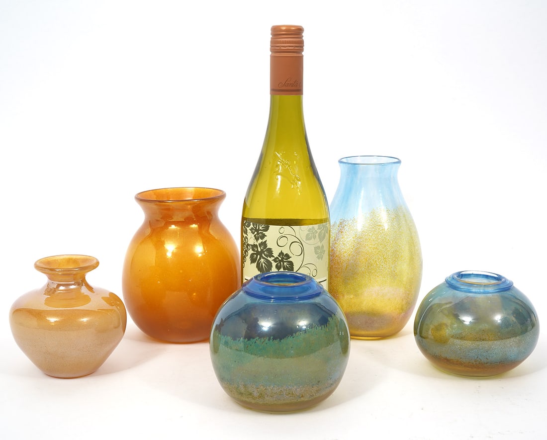Group of Five Venetian Glass Signed Vases (1 of 7)