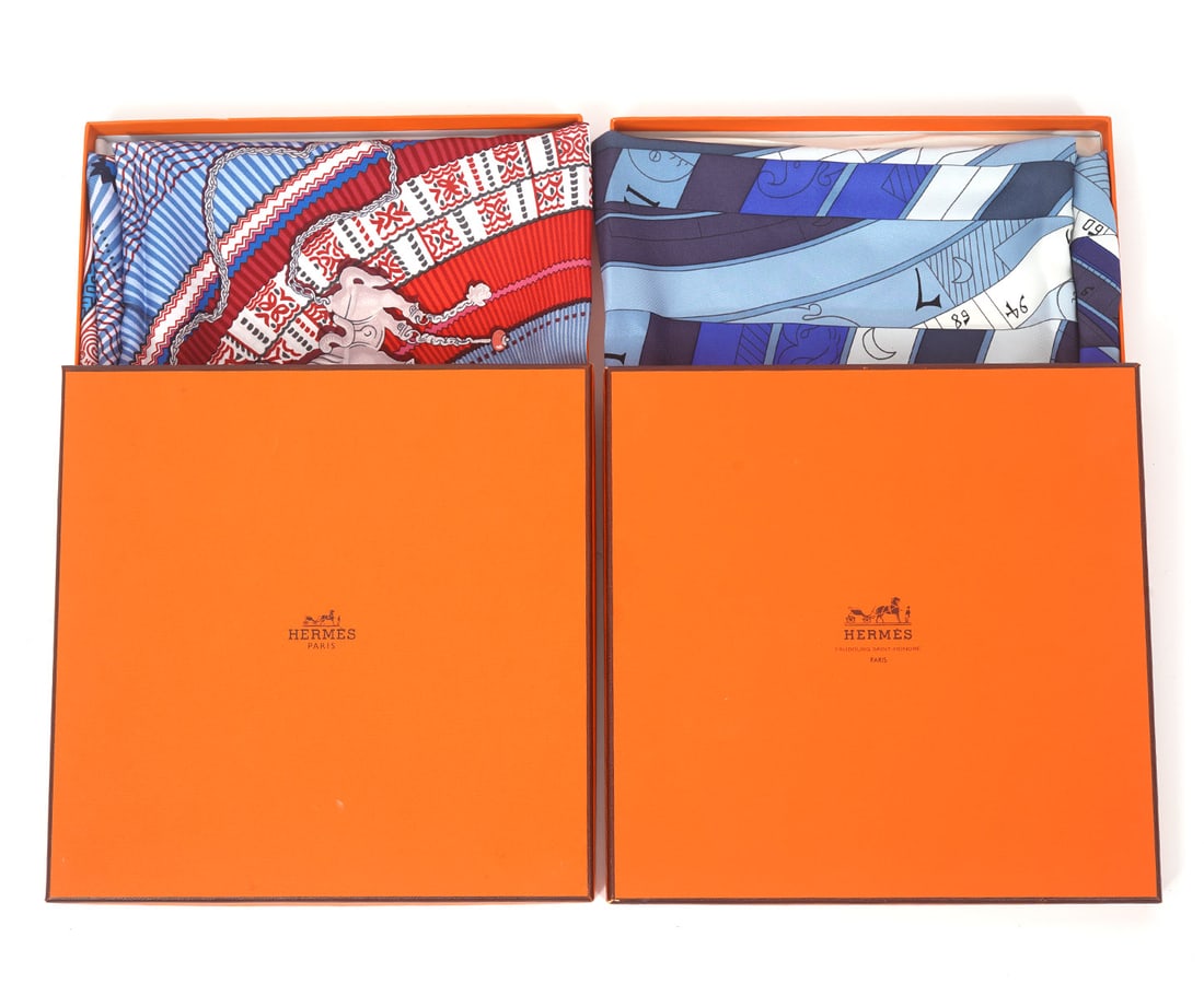 2 Hermes Silk Scarves in Boxes (1 of 9)