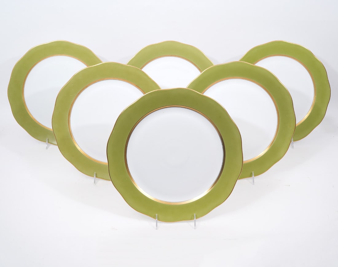 Six Herend Silk Ribbon Olive Chargers (1 of 3)