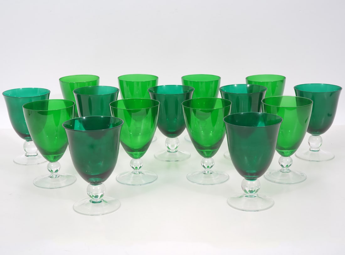 15 Emerald Green Goblets with Clear Bases (1 of 4)