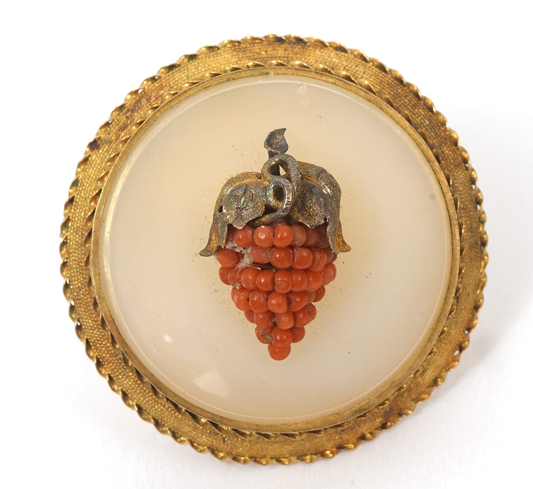 Victorian Coral & Agate 14K YG Brooch (1 of 5)
