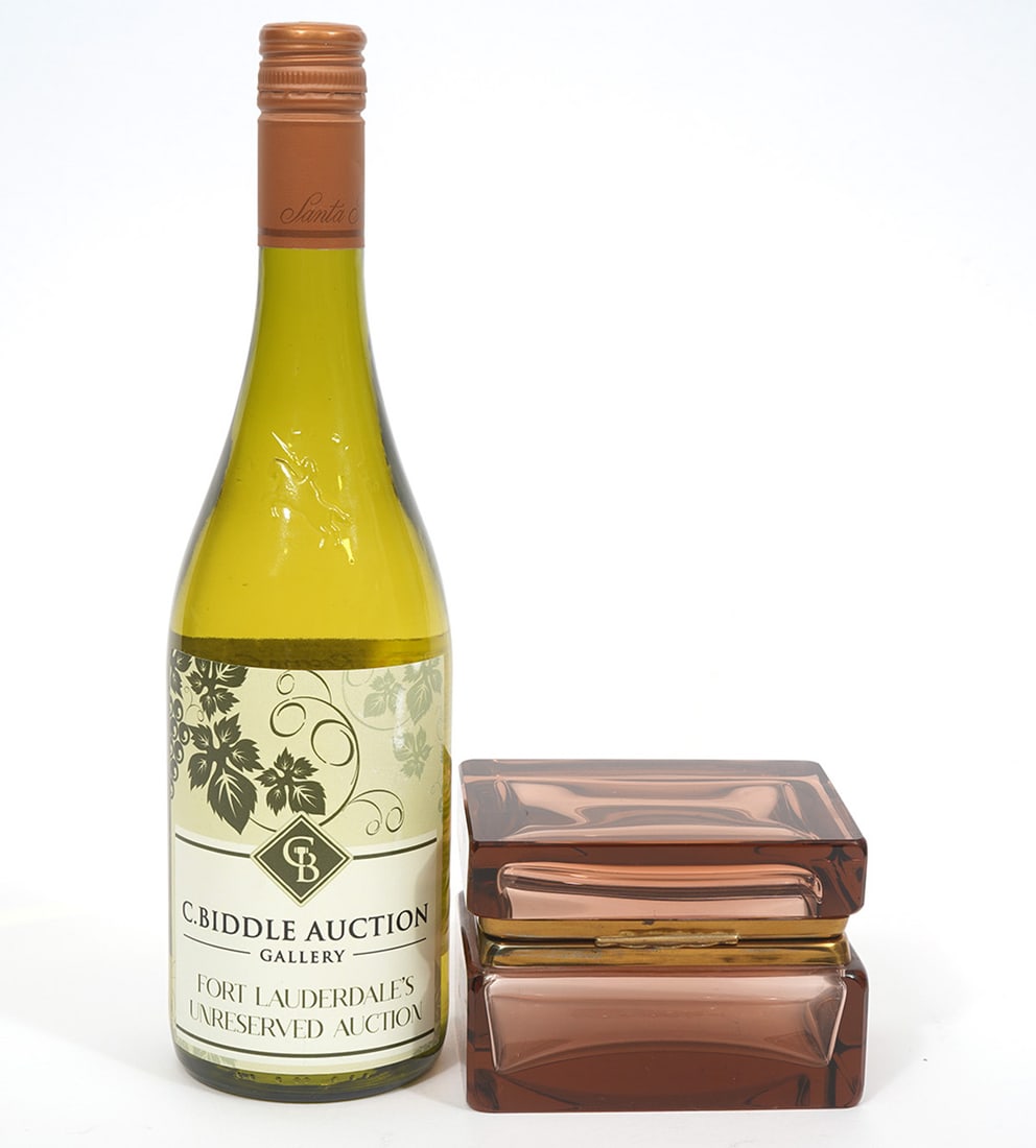 Colored Glass Brass Mount Hinged Vanity Box (1 of 7)