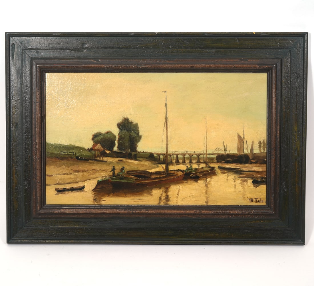 WB Tholen Dutch Riverscape Scene O/C Painting (1 of 6)