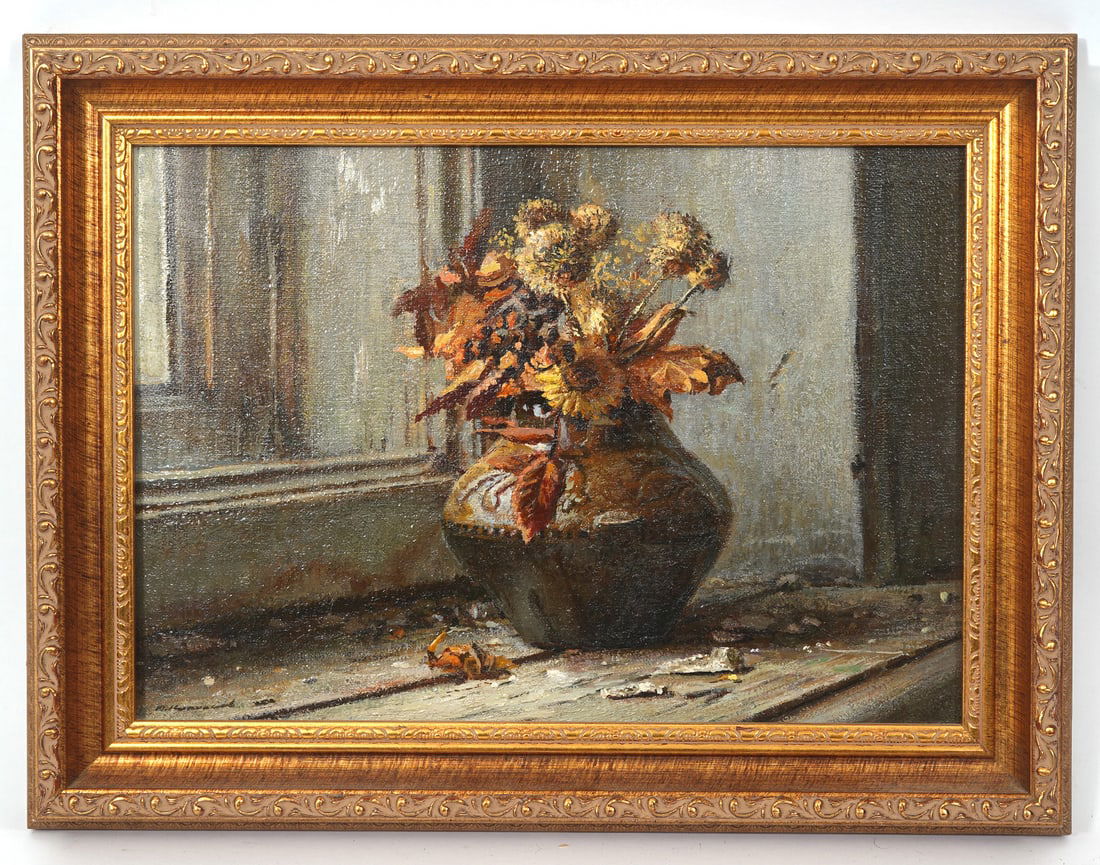 Contemporary Still Life Flower Vase O/C Painting (1 of 5)