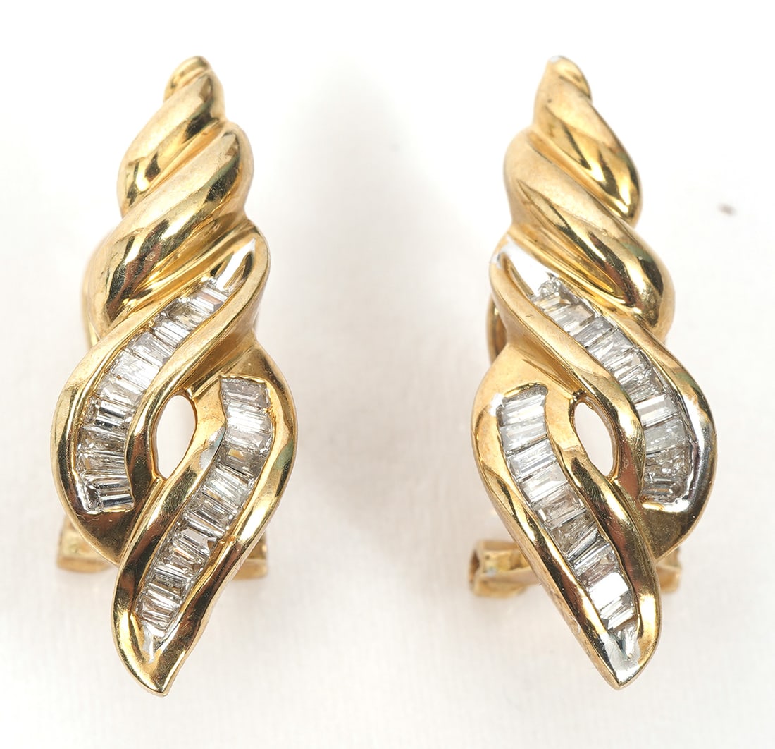Diamond & 10K YG Pierced Clip Earrings (1 of 6)