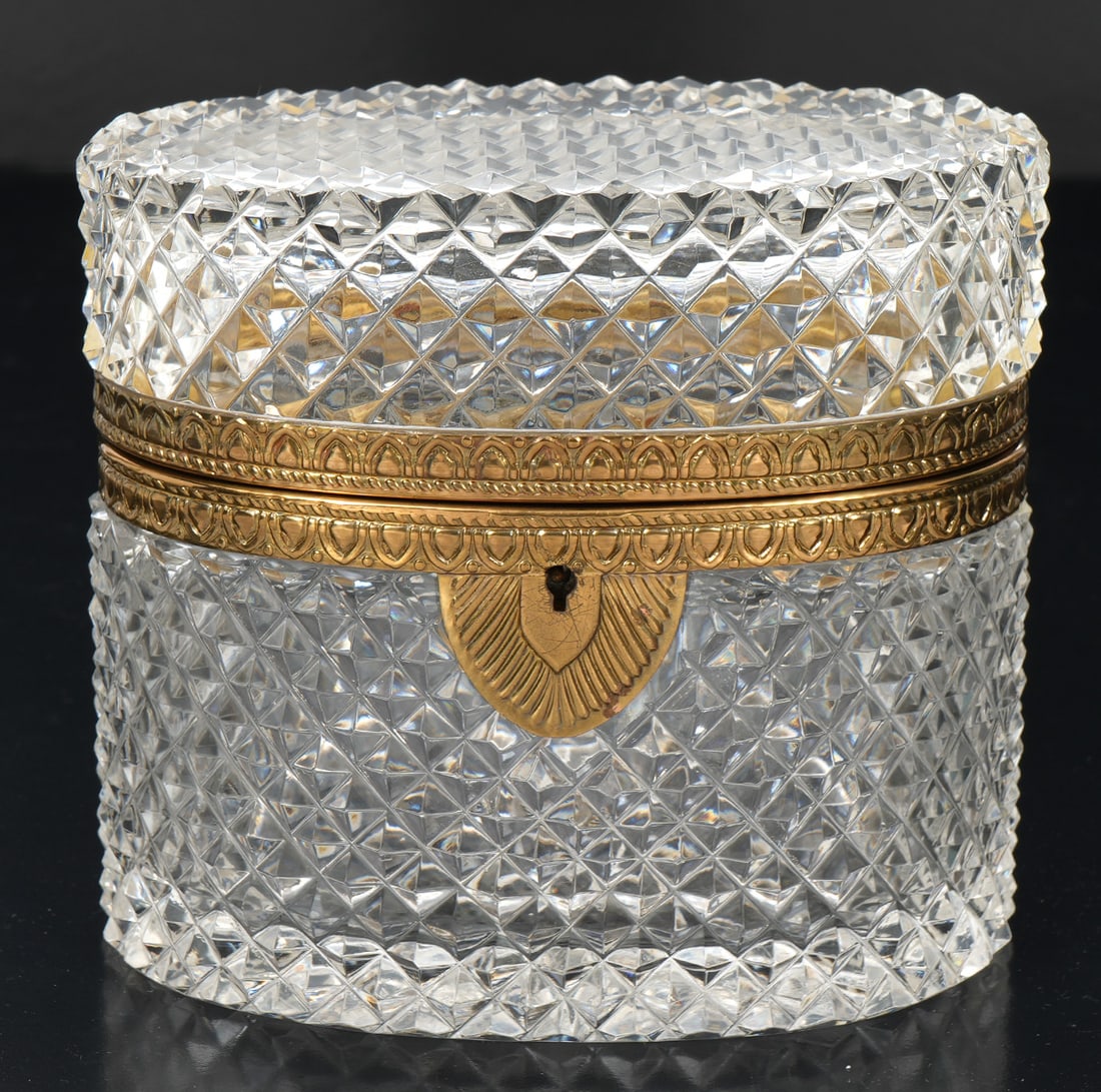 French Cut-Crystal Bronze Mount Oval-Shape Box (1 of 6)