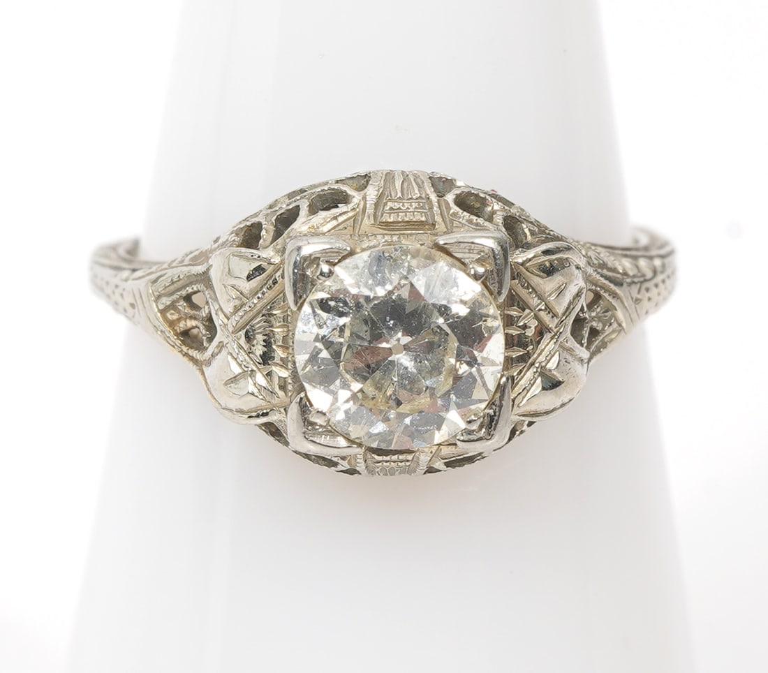 Art Deco Antique Diamond & 18K WG Ring (1 of 8)