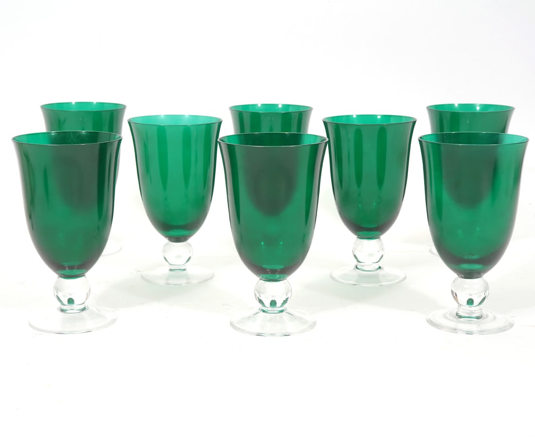 8 Emerald Green Glass Goblets (1 of 4)