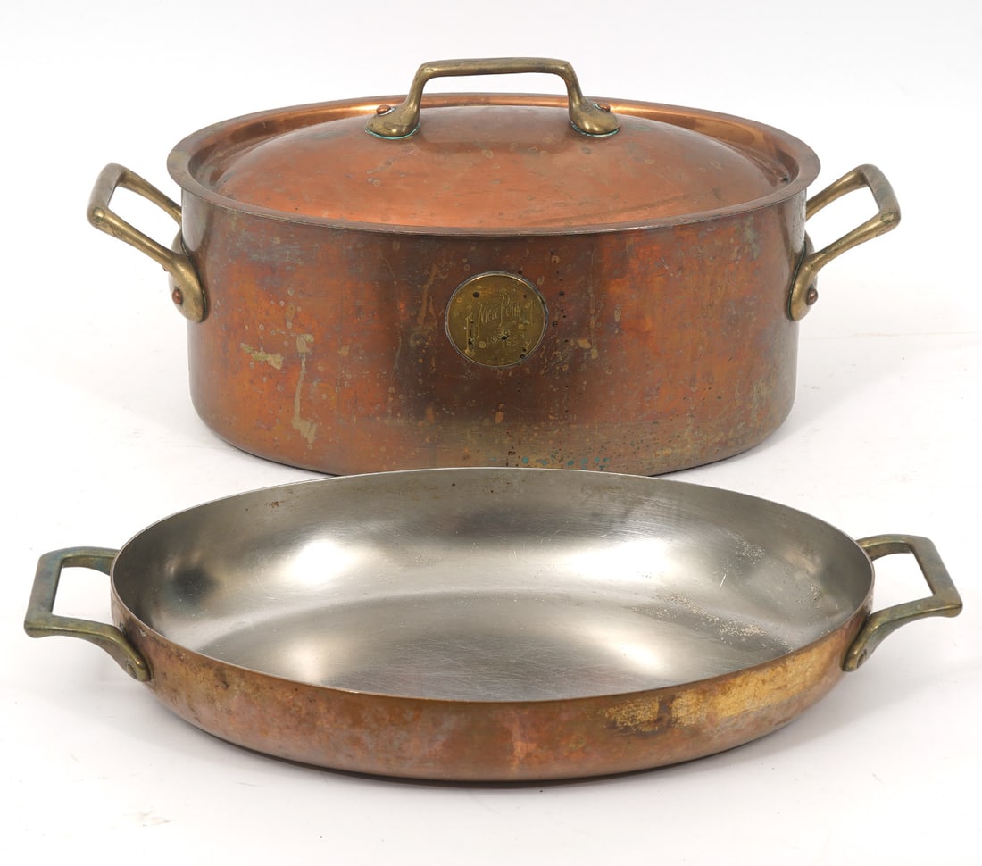 French Copper Roasting Pan & Covered Saute Pan (1 of 8)