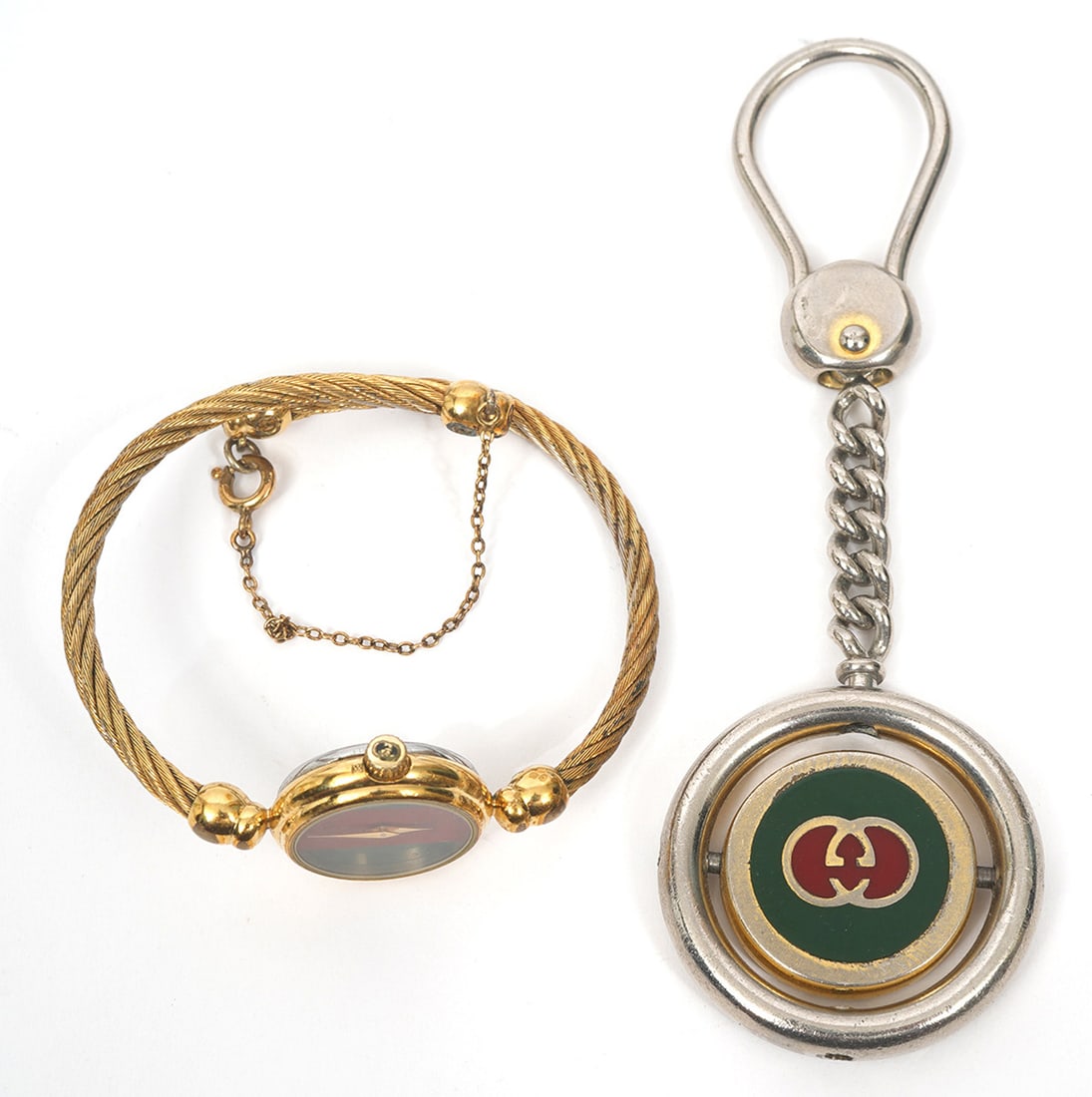 Gucci Gold-Tone Watch & Silver-Tone Keychain (1 of 5)