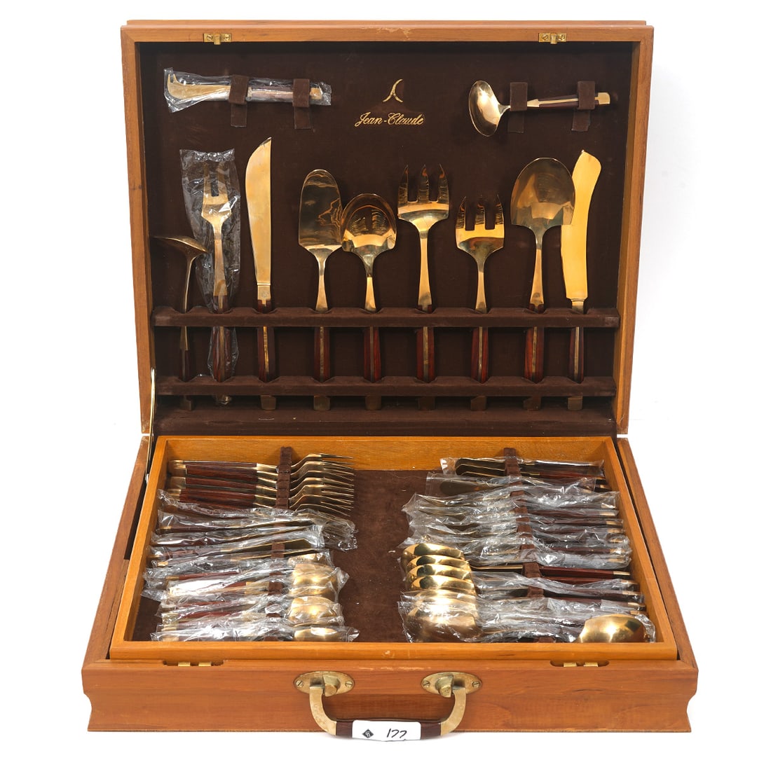 Jean-Claude 91 Pc Bronze & Rosewood Flatware Set (1 of 5)