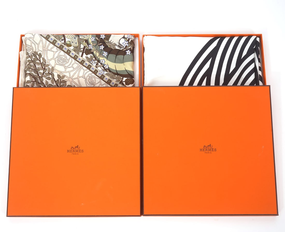2 Hermes Silk Scarves Axis Mundi (1 of 13)