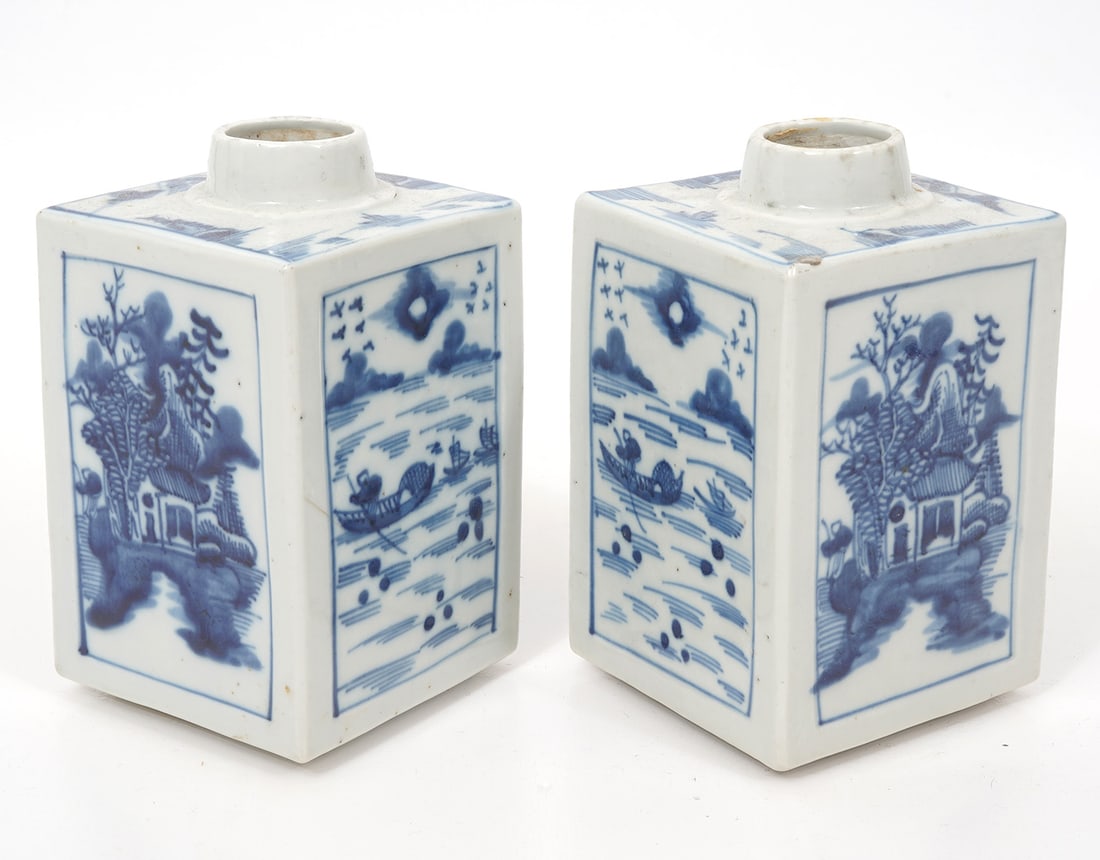 Two Chinese Blue & White Porcelain Tea Caddies (1 of 7)