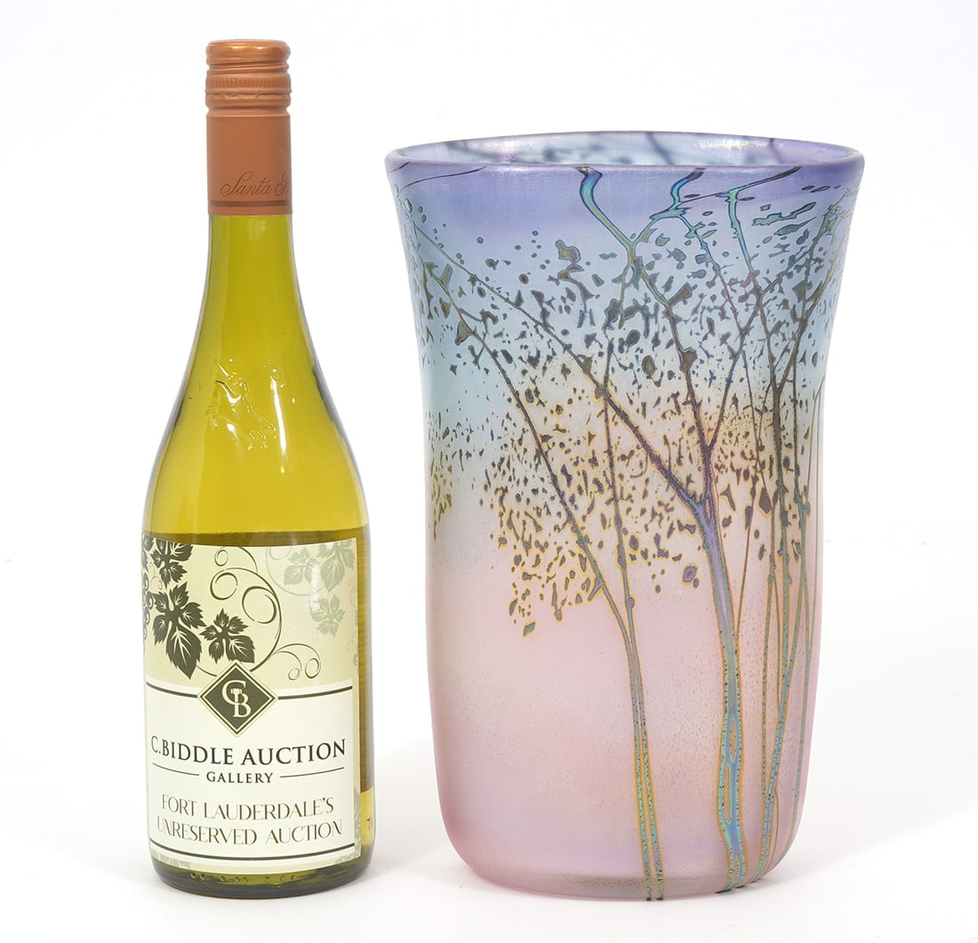 Peet Robison Art Glass Vase 'tree' Design Auction