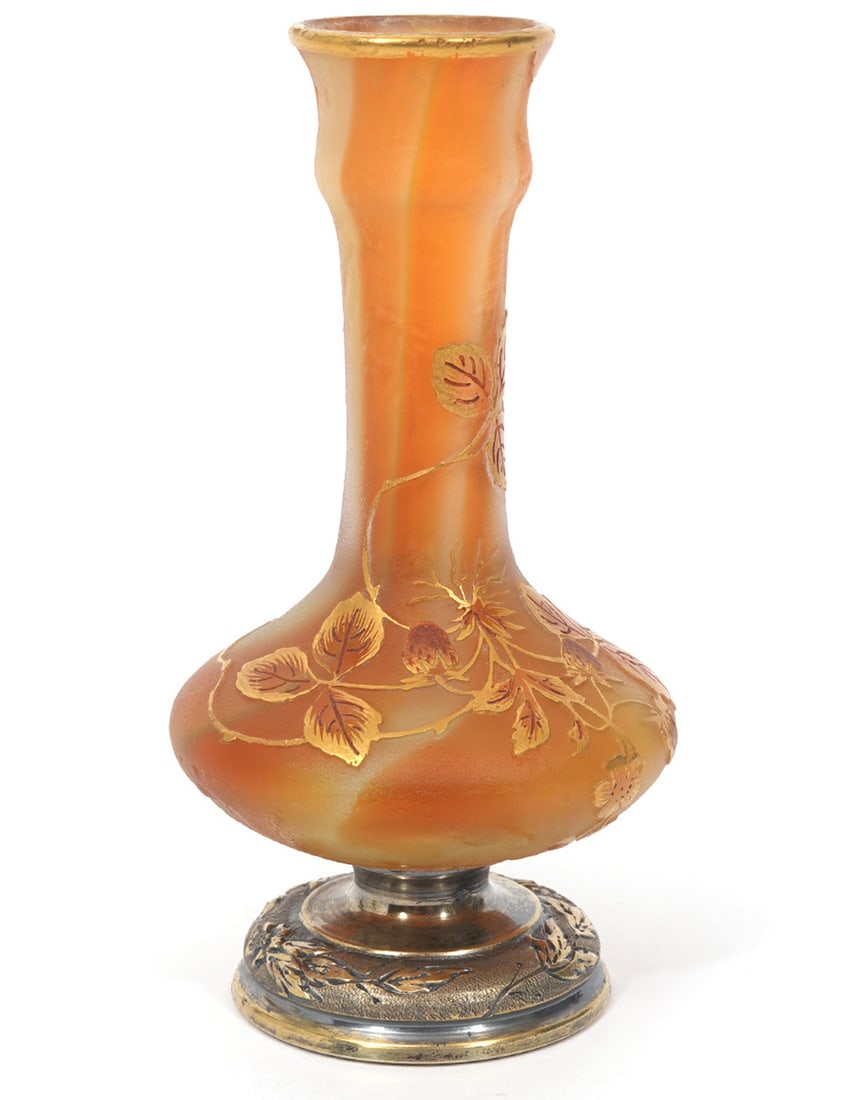 French Daum Nancy & Silver Cameo Glass Vase (1 of 14)